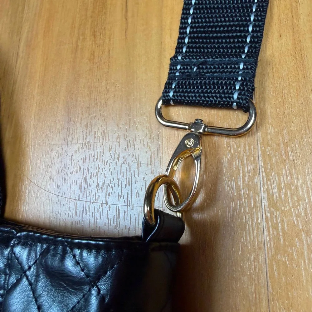SCOUT BJ Tote Bag Black Quilted Crossbody Shoulder Bag Gold Hardware Large